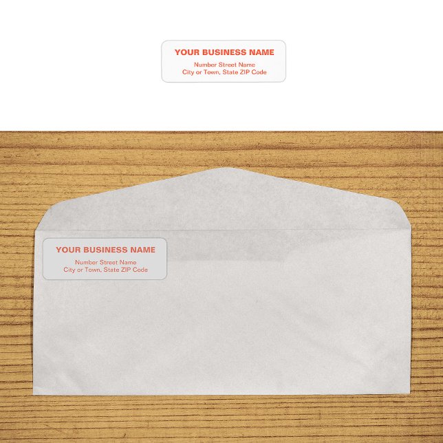 Text Based in Orange Business Return Address Label (Business return address label in orange plain text)