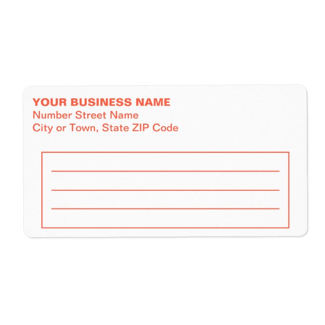 Text Based in Orange Business Shipping Label (Front)