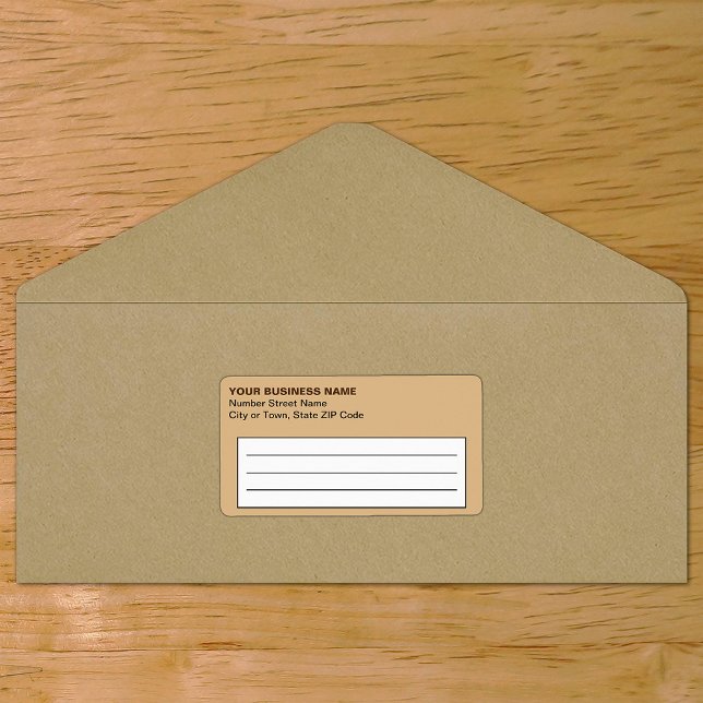 Text Based Light Brown Business Shipping Label (Plain text light brown business shipping label on envelope)