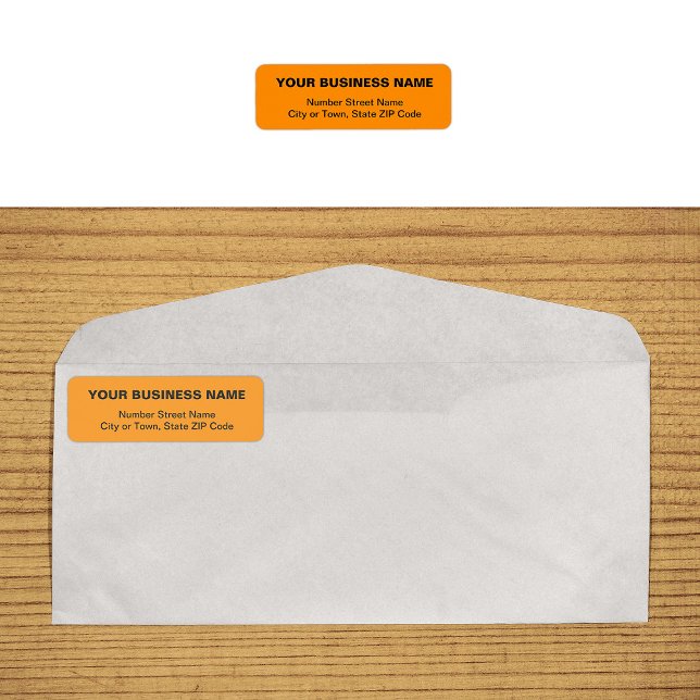 Text Based Orange Business Return Address Label (Plain text orange business return address label on envelope)