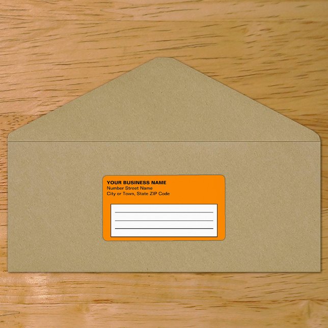 Text Based Orange Business Shipping Label (Plain text orange business shipping label on envelope)