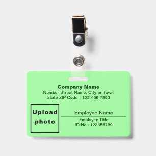 Text Based W/ Employee Photo Rectangle Light Green ID Badge