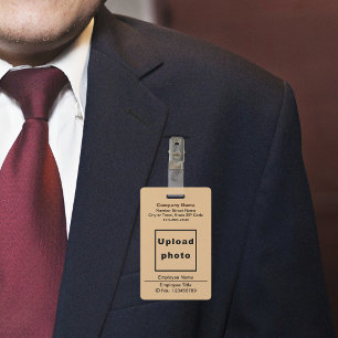 Text-Based With Employee Photo Light Brown Badge ID Badge