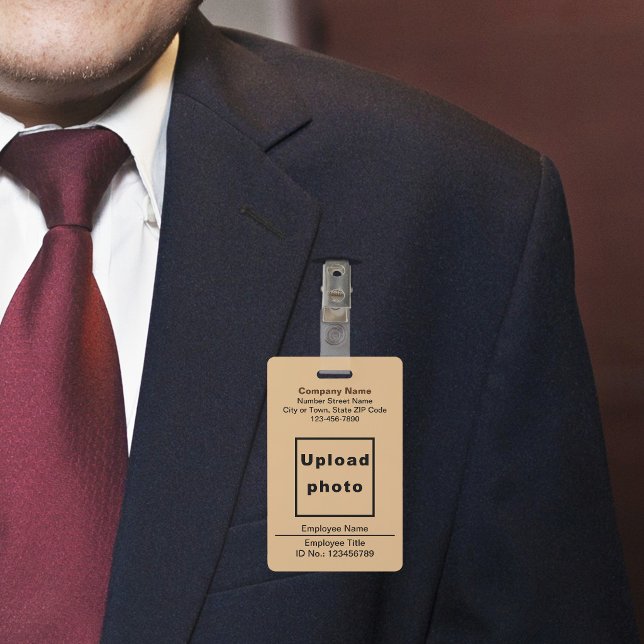Text-Based With Employee Photo Light Brown Badge ID Badge (Creator Uploaded)