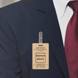 Text Based With Employee Photo Light Brown Badge ID Badge