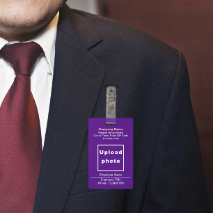 Text-Based With Employee Photo Purple Badge ID Badge