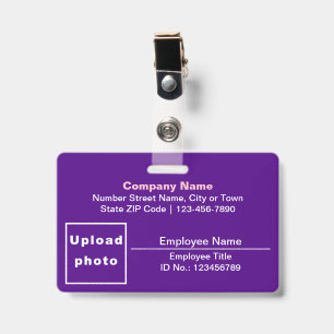 Text Based With Employee Photo Rectangle Purple ID Badge