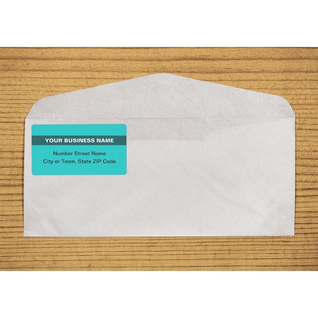 Text Based With Highlight Teal Green Shipping (Plain text teal green shipping label with your highlighted business name on envelope)