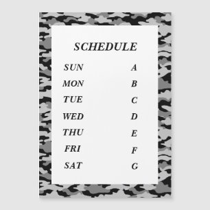 Text Blank Custom Weekly Schedule Camouflage (Blac