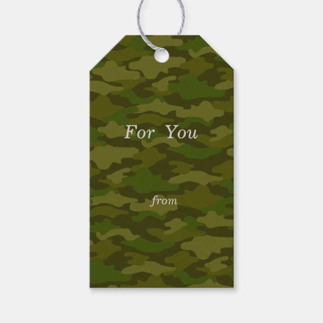 Text Custom Camouflage (Khaki) Gift Tag (Front)