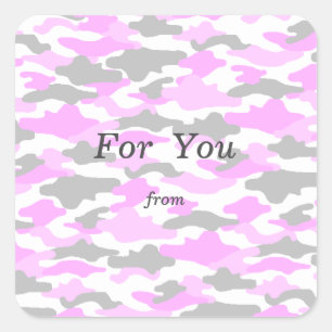 Text Custom Camouflage (Pink) Square Sticker