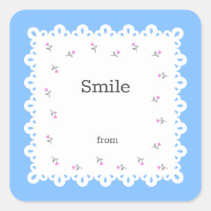 Text Custom Open & Lace (Blue)    Square Sticker