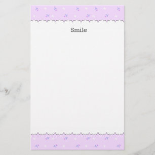 Text Custom Rose & Ribbon (Pink) Stationery