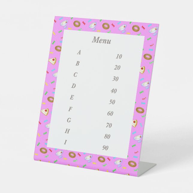 Text Custom SWEETS (Pink) Pedestal Sign (Front)