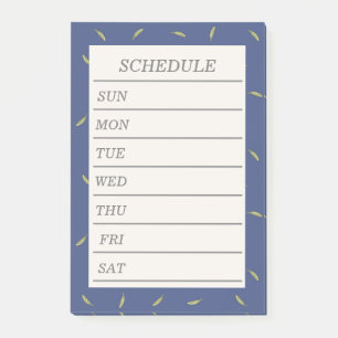 Text Custom Weekly Schedule Feather (Blue) Post-it Notes