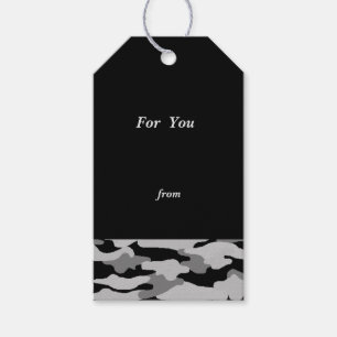 Text Customization Camo Black Gift Tag