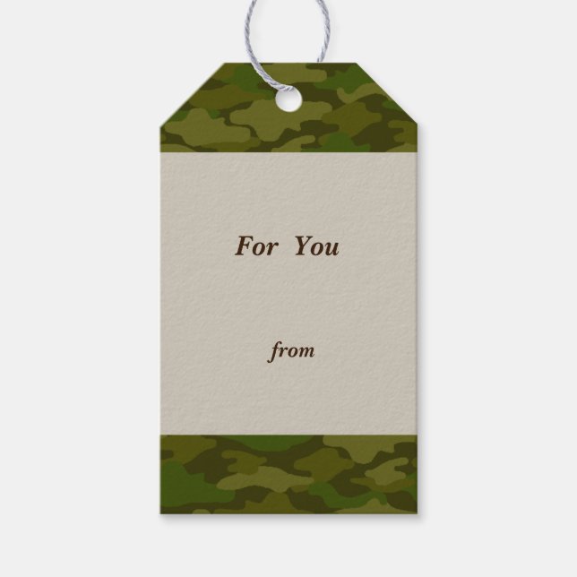 Text Customization Camouflage Khaki Gift Tag (Front)