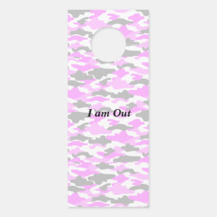 Text Customization Camouflage White Pink Doorknob Door Hanger