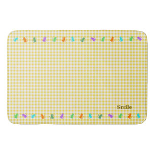Text Customization CAT Check Yellow Bath Mat