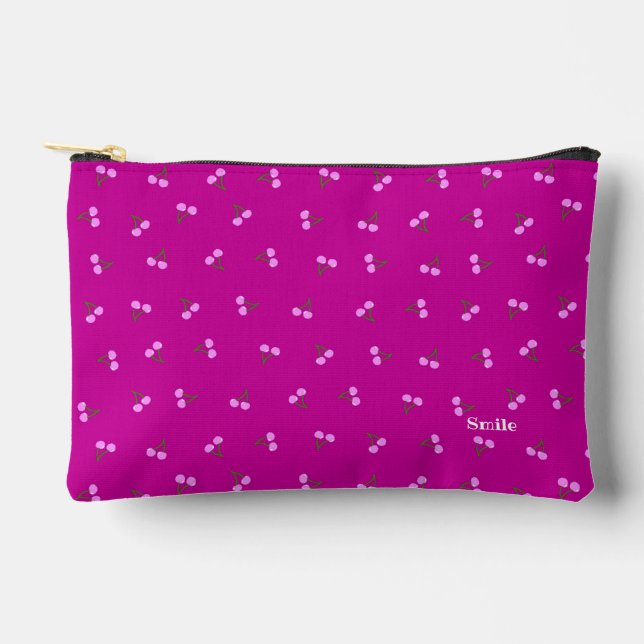 Text Customization Cherry Pink Accessory Pouch (Front)