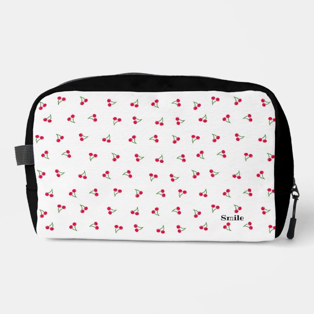 Text Customization Cherry White Dopp Kit (Front)
