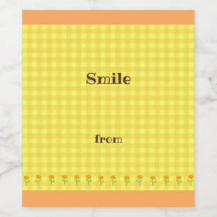 Text Customization Marie Gold Check Yellow Wine La Label