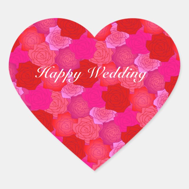 Text Customization Rose Heart Sticker (Front)