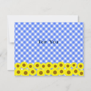 Text Customization Sunflower Check Blue Card
