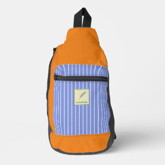 Text Customize Sustainable Life Orange Blue Stripe Sling Bag
