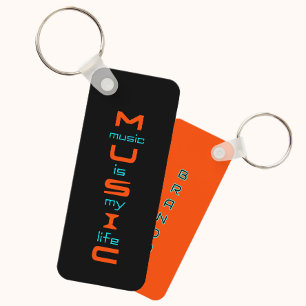 Text design about music key ring