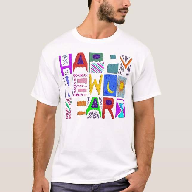 Text Design "Happy New Year" T-Shirt (Front)