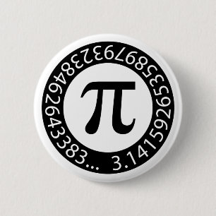 TEXT DESIGN Pi Number  Mathematical symbol 6 Cm Round Badge