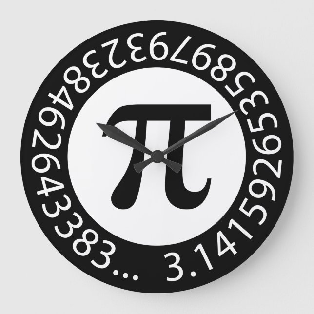 TEXT DESIGN Pi Number  Mathematical symbol Large Clock (Front)