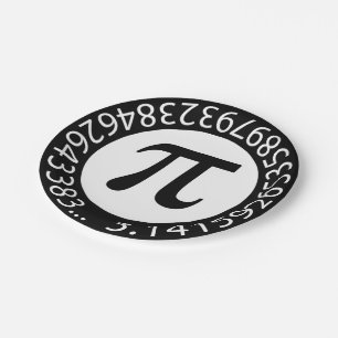 TEXT DESIGN Pi Number Mathematical symbol Paper Plate