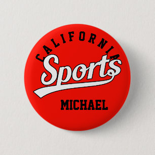 Text Design: SPORTS white + your own text & ideas 6 Cm Round Badge