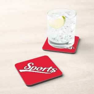 Text Design: SPORTS white + your own text & ideas Coaster