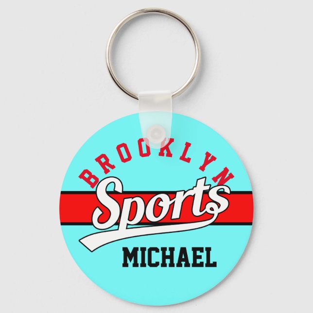 Text Design: SPORTS white + your own text & ideas Key Ring (Front)