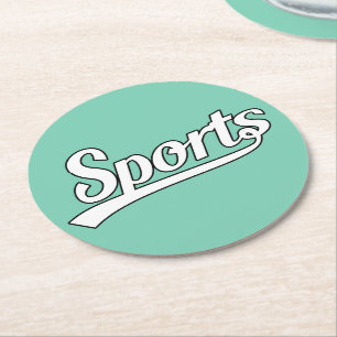 Text Design: SPORTS white + your own text & ideas Round Paper Coaster