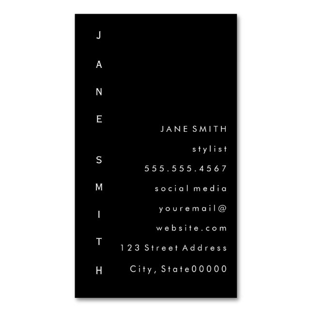 Text Design Vertical Magnetic Business Card (Front Vertical)