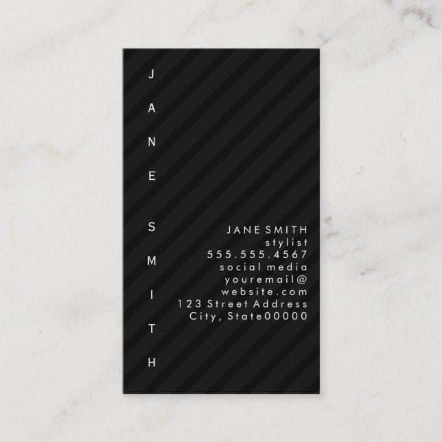 Text Design Vertical with Stripes Business Card (Front)