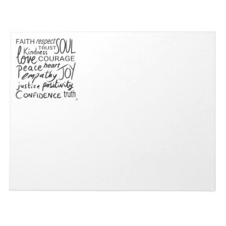 Text Design with Positive Words in Black and White Notepad