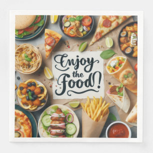 Text Enjoy the Food Pizza Napkin