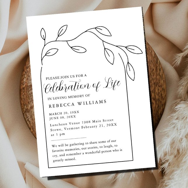 Text Foliage Arch Celebration of Life  Invitation (Creator Uploaded)