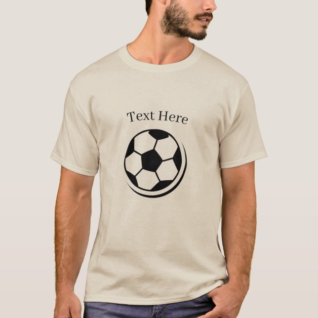 Text here Football image Sand Colour Basic Men's T-Shirt (Front)