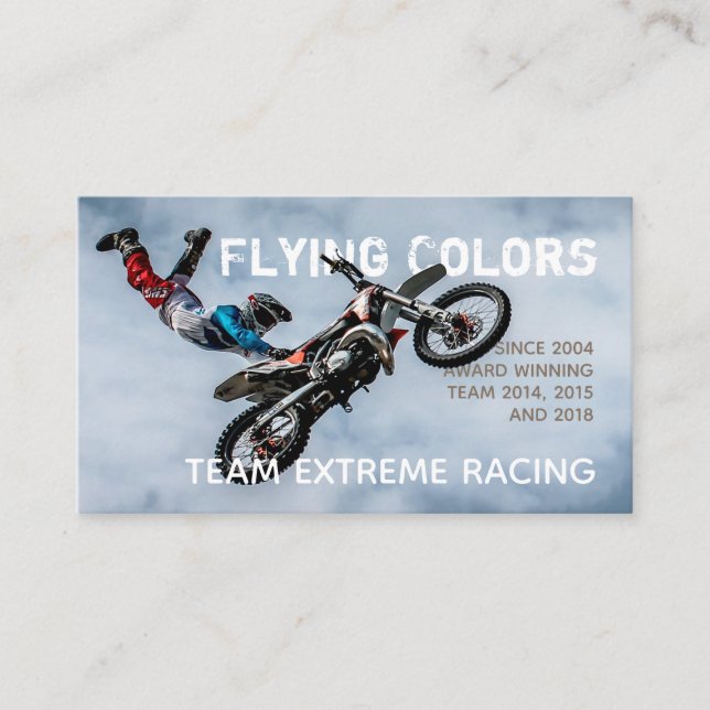 Text Integrated Extreme Motocross Photo Business Card (Front)
