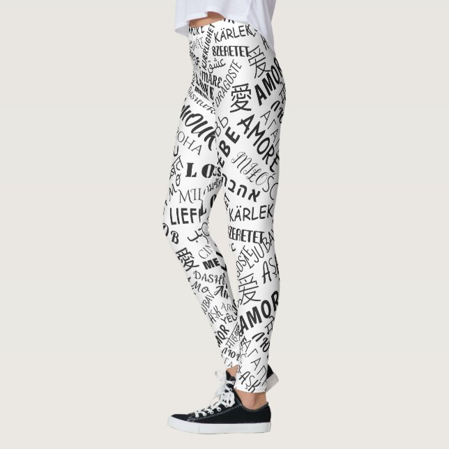 Text Leggings Love Multi Language - Your Colours (Left)