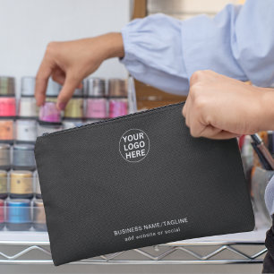 Text & Logo l Promotional Branded Company Grey Accessory Pouch