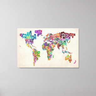 Text Map of the World Canvas Print