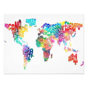 Text Map of the World Photo Print