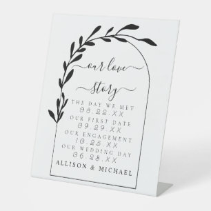 Text Minimal Arch Our Love Story Timeline Pedestal Sign